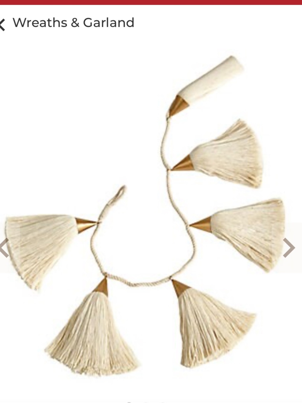 Ballard Designs Oversized Cream Tassel Garland - 6'